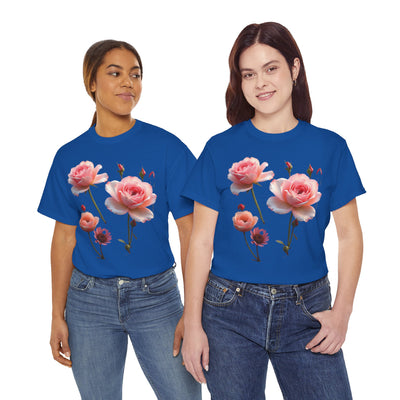 Wildflowers and Pink Roses, Graphic T-Shirts for Women, Floral Shirt, Womens Short Sleeve, Ladies Graphic Tees #5019TTS