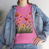 Wildflowers and Orange Roses, Graphic T-Shirts for Women, Floral Shirt, Womens Short Sleeve, Ladies Graphic Tees #5045TTS