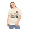 Wildflowers and a Red Rose, Graphic T-Shirts for Women, Floral Shirt, Womens Short Sleeve, Ladies Graphic Tees #5008TTS