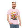 Wildflowers and Pink & Yellow Roses, Graphic T-Shirts for Women, Floral Shirt, Womens Short Sleeve, Ladies Graphic Tees #5142TTS