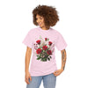 Wildflowers and Red Roses, Graphic T-Shirts for Women, Floral Shirt, Womens Short Sleeve, Ladies Graphic Tees #5130TTS