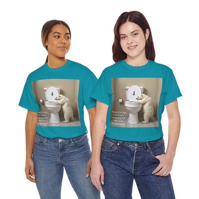 Please Put the Seat Down, Seriously, It's Not that Complicated, Polar Bear Toilet Seat Down, Seat Down Reminder Shirt #5004STS