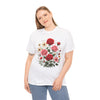 Wildflowers and Pink & Red Roses, Graphic T-Shirts for Women, Floral Shirt, Womens Short Sleeve, Ladies Graphic Tees #5134TTS