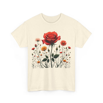 Wildflowers and a Red Rose, Graphic T-Shirts for Women, Floral Shirt, Womens Short Sleeve, Ladies Graphic Tees #5007TTS