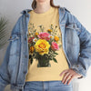Wildflowers and Pink & Yellow Roses, Graphic T-Shirts for Women, Floral Shirt, Womens Short Sleeve, Ladies Graphic Tees #5143TTS