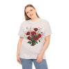 Wildflowers and Red Roses, Graphic T-Shirts for Women, Floral Shirt, Womens Short Sleeve, Ladies Graphic Tees #5131TTS