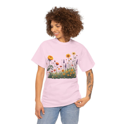 Wildflowers and Yellow Roses, Graphic T-Shirts for Women, Floral Shirt, Womens Short Sleeve, Ladies Graphic Tees #5028TTS