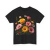 Wildflowers and Pink & Yellow Roses, Graphic T-Shirts for Women, Floral Shirt, Womens Short Sleeve, Ladies Graphic Tees #5147TTS