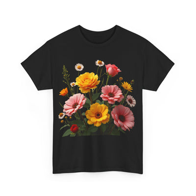 Wildflowers and Pink & Yellow Roses, Graphic T-Shirts for Women, Floral Shirt, Womens Short Sleeve, Ladies Graphic Tees #5147TTS