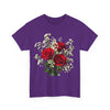 Wildflowers and Red Roses, Graphic T-Shirts for Women, Floral Shirt, Womens Short Sleeve, Ladies Graphic Tees #5127TTS
