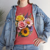 Wildflowers and Pink & Yellow Roses, Graphic T-Shirts for Women, Floral Shirt, Womens Short Sleeve, Ladies Graphic Tees #5145TTS