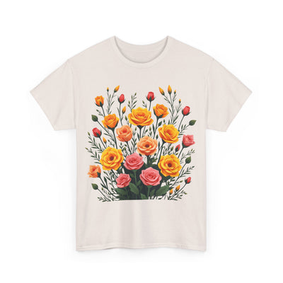 Wildflowers and Pink & Yellow Roses, Graphic T-Shirts for Women, Floral Shirt, Womens Short Sleeve, Ladies Graphic Tees #5140TTS