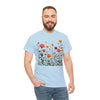 Wildflowers and Pink Roses, Graphic T-Shirts for Women, Floral Shirt, Womens Short Sleeve, Ladies Graphic Tees #5023TTS