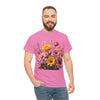 Wildflowers and Pink & Yellow Roses, Graphic T-Shirts for Women, Floral Shirt, Womens Short Sleeve, Ladies Graphic Tees #5147TTS