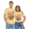 Wildflowers and Pink & Yellow Roses, Graphic T-Shirts for Women, Floral Shirt, Womens Short Sleeve, Ladies Graphic Tees #5145TTS