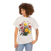 Wildflowers and Pink & Yellow Roses, Graphic T-Shirts for Women, Floral Shirt, Womens Short Sleeve, Ladies Graphic Tees #5138TTS