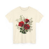 Wildflowers and Red Roses, Graphic T-Shirts for Women, Floral Shirt, Womens Short Sleeve, Ladies Graphic Tees #5127TTS