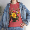 Wildflowers and Pink & Yellow Roses, Graphic T-Shirts for Women, Floral Shirt, Womens Short Sleeve, Ladies Graphic Tees #5143TTS