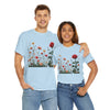 Wildflowers and a Red Rose, Graphic T-Shirts for Women, Floral Shirt, Womens Short Sleeve, Ladies Graphic Tees #5008TTS