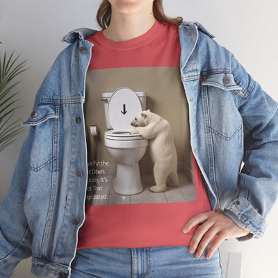 Please Put the Seat Down, Seriously, It's Not that Complicated, Polar Bear Toilet Seat Down, Seat Down Reminder Shirt #5004STS
