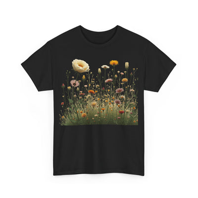 Wildflowers and White Roses, Graphic T-Shirts for Women, Floral Shirt, Womens Short Sleeve, Ladies Graphic Tees #5041TTS