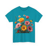 Wildflowers and Pink & Yellow Roses, Graphic T-Shirts for Women, Floral Shirt, Womens Short Sleeve, Ladies Graphic Tees #5147TTS
