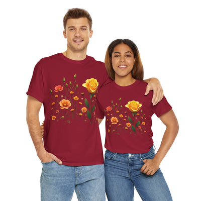 Wildflowers and a Yellow Rose, Graphic T-Shirts for Women, Floral Shirt, Womens Short Sleeve, Ladies Graphic Tees #5010TTS