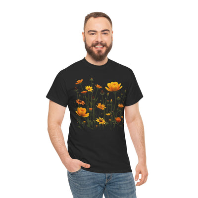 Wildflowers and Yellow Roses, Graphic T-Shirts for Women, Floral Shirt, Womens Short Sleeve, Ladies Graphic Tees #5011TTS