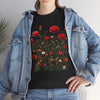 Wildflowers and Red Roses, Graphic T-Shirts for Women, Floral Shirt, Womens Short Sleeve, Ladies Graphic Tees #5035TTS