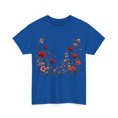 Wildflowers and Red Roses, Graphic T-Shirts for Women, Floral Shirt, Womens Short Sleeve, Ladies Graphic Tees #5033TTS