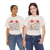 Wildflowers and Pink Roses, Graphic T-Shirts for Women, Floral Shirt, Womens Short Sleeve, Ladies Graphic Tees #5015TTS