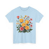 Wildflowers and Pink & Yellow Roses, Graphic T-Shirts for Women, Floral Shirt, Womens Short Sleeve, Ladies Graphic Tees #5137TTS