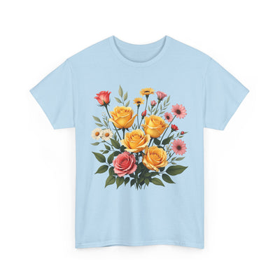 Wildflowers and Pink & Yellow Roses, Graphic T-Shirts for Women, Floral Shirt, Womens Short Sleeve, Ladies Graphic Tees #5137TTS