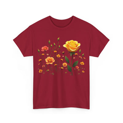 Wildflowers and a Yellow Rose, Graphic T-Shirts for Women, Floral Shirt, Womens Short Sleeve, Ladies Graphic Tees #5010TTS