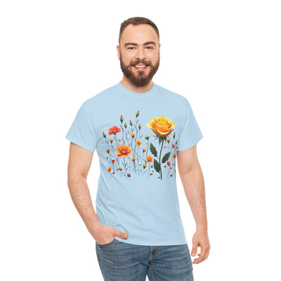 Wildflowers and a Yellow Rose, Graphic T-Shirts for Women, Floral Shirt, Womens Short Sleeve, Ladies Graphic Tees #5010TTS