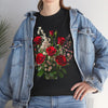 Wildflowers and Red Roses, Graphic T-Shirts for Women, Floral Shirt, Womens Short Sleeve, Ladies Graphic Tees #5130TTS