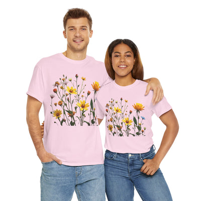 Wildflowers and a Yellow Rose, Graphic T-Shirts for Women, Floral Shirt, Womens Short Sleeve, Ladies Graphic Tees #5009TTS