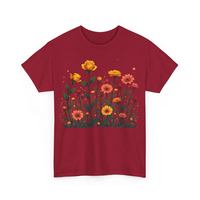 Wildflowers and Yellow Roses, Graphic T-Shirts for Women, Floral Shirt, Womens Short Sleeve, Ladies Graphic Tees #5026TTS