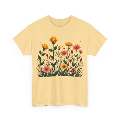 Wildflowers and Yellow Roses, Graphic T-Shirts for Women, Floral Shirt, Womens Short Sleeve, Ladies Graphic Tees #5026TTS