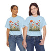 Wildflowers and Orange Roses, Graphic T-Shirts for Women, Floral Shirt, Womens Short Sleeve, Ladies Graphic Tees #5045TTS