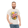 Wildflowers and Pink & Yellow Roses, Graphic T-Shirts for Women, Floral Shirt, Womens Short Sleeve, Ladies Graphic Tees #5145TTS