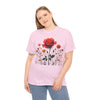 Wildflowers and a Red Rose, Graphic T-Shirts for Women, Floral Shirt, Womens Short Sleeve, Ladies Graphic Tees #5007TTS