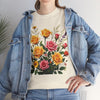 Wildflowers and Pink & Yellow Roses, Graphic T-Shirts for Women, Floral Shirt, Womens Short Sleeve, Ladies Graphic Tees #5142TTS