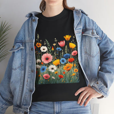 Wildflowers, Graphic T-Shirts for Women, Floral Shirt, Womens Short Sleeve, Ladies Graphic Tees #5108TTS