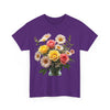 Wildflowers and Pink & Yellow Roses, Graphic T-Shirts for Women, Floral Shirt, Womens Short Sleeve, Ladies Graphic Tees #5136TTS