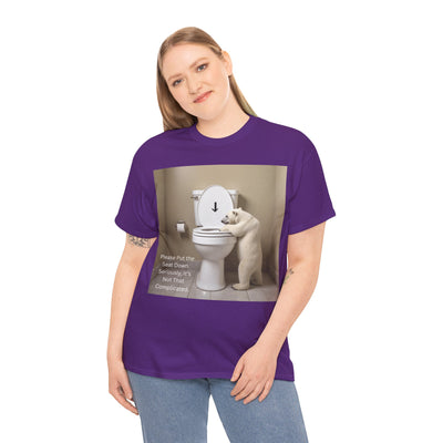 Please Put the Seat Down, Seriously, It's Not that Complicated, Polar Bear Toilet Seat Down, Seat Down Reminder Shirt #5004STS