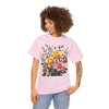 Wildflowers and Pink & Yellow Roses, Graphic T-Shirts for Women, Floral Shirt, Womens Short Sleeve, Ladies Graphic Tees #5149TTS