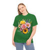 Wildflowers and Pink & Yellow Roses, Graphic T-Shirts for Women, Floral Shirt, Womens Short Sleeve, Ladies Graphic Tees #5145TTS