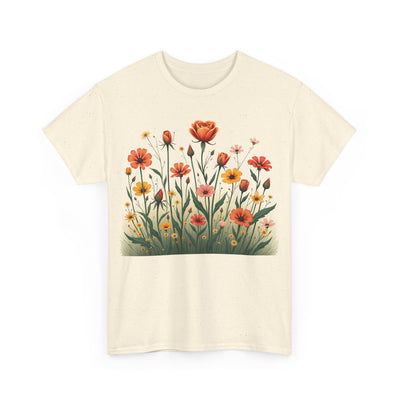 Wildflowers and Orange Roses, Graphic T-Shirts for Women, Floral Shirt, Womens Short Sleeve, Ladies Graphic Tees #5047TTS