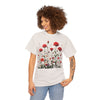 Wildflowers and Red Roses, Graphic T-Shirts for Women, Floral Shirt, Womens Short Sleeve, Ladies Graphic Tees #5035TTS